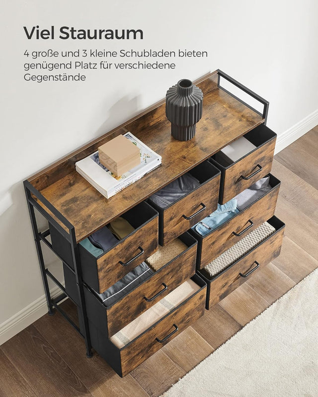 Kommode Stoffschubladen Metallgestell Vintagebraun Schwarz von Songmics