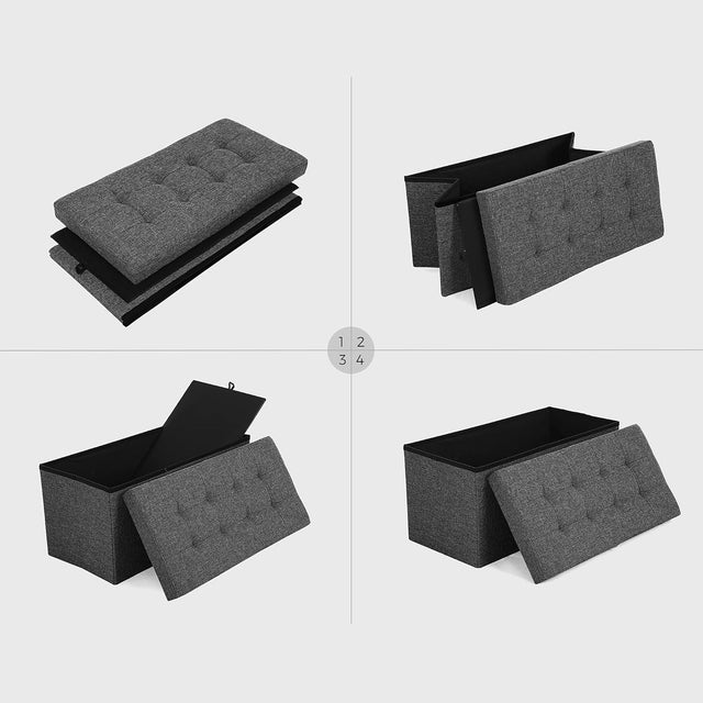 Sitzbank Aufbewahrungsbox klappbar 300kg Schiefergrau von Songmics