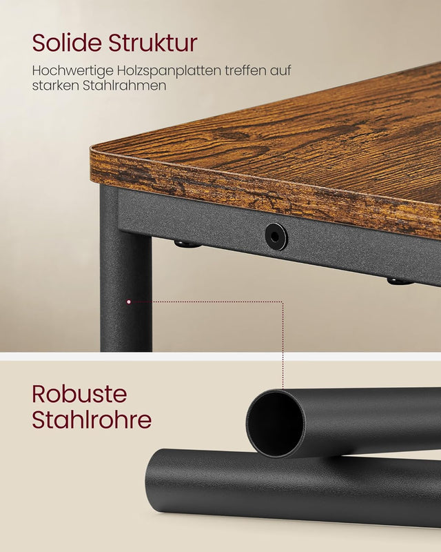 Beistelltisch mit Ladefunktion vintagebraun-tintenschwarz