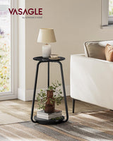 Beistelltisch rund modern Glasplatte marmorschwarz