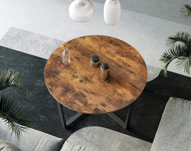 Couchtisch Industriestil Stahlrahmen Rustikal Braun von Songmics