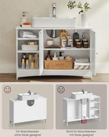 Waschbeckenunterschrank mit Türen und Fächern Weiss von Songmics