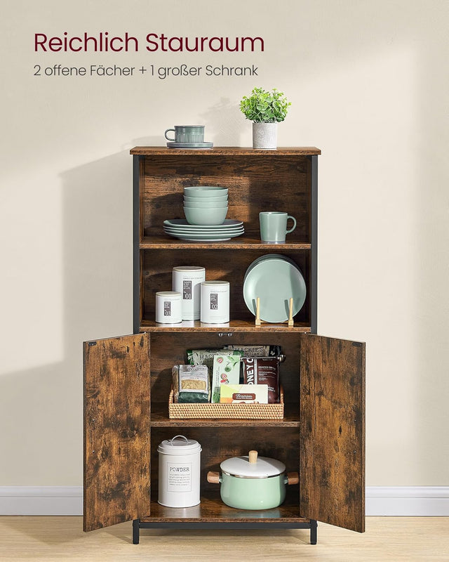 Küchenschrank mit Türen und Fächern vintagebraun-schwarz