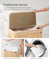 Wäschekorb Bambus 150L Naturbeige von Songmics