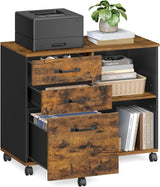 Rollcontainer Aktenschrank mit Schubladen Vintagebraun-Schwarz