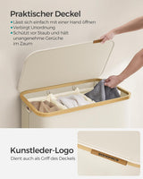 Wäschekorb mit Deckel 3 Fächer Cremeweiss von Songmics