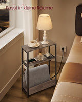 Beistelltisch mit Ladefunktion Greige-Schwarz