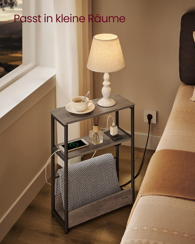 Beistelltisch mit Ladefunktion Greige-Schwarz