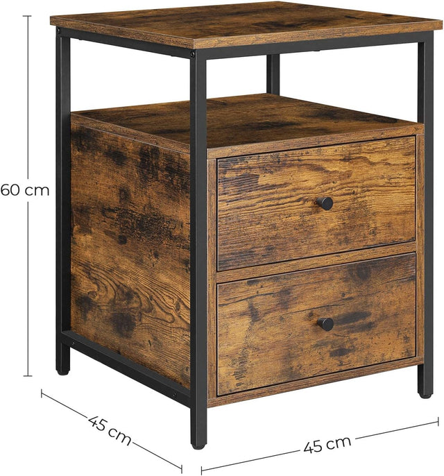 Nachttisch mit Schubladen rustikales Braun