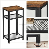 Beistelltisch mit Gitterregalen rustikal Braun