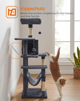 Kratzbaum Katzenhaus mit Hängematte rauchgrau