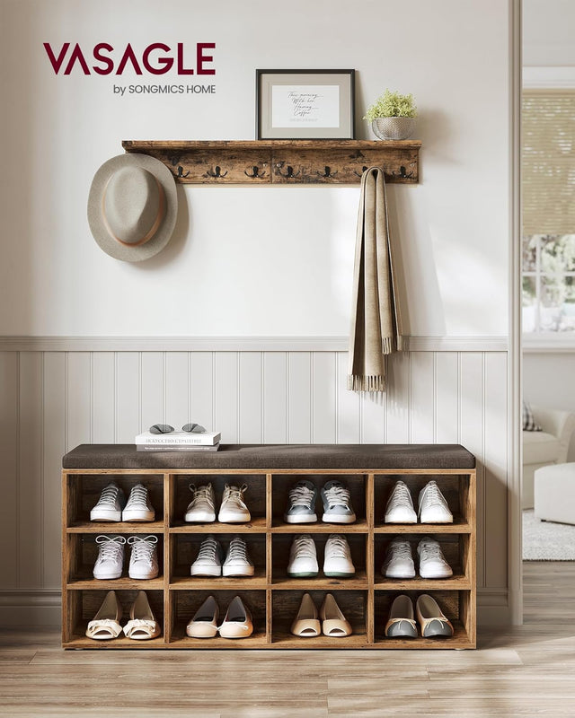 Schuhbank Sitzbank Stauraum 12 Fächer Vintagebraun