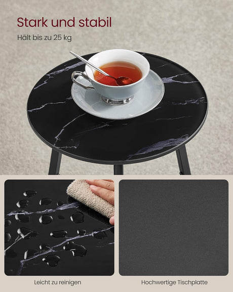 Beistelltisch rund modern Glasplatte marmorschwarz