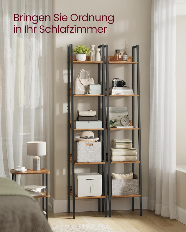 Bücherregal Leiterregal Industrie-Design Vintagebraun