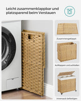 Wäschekorb Rattan-Optik 3 Fächer Naturfarben von Songmics