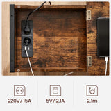 Beistelltisch mit Steckdose USB vintagebraun-schwarz