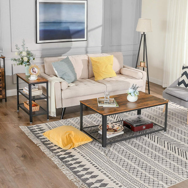 Beistelltisch mit Netzregalen rustikales Braun