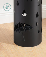 Regenschirmständer Metall Rund Muster Regenschirme Schwarz von Songmics