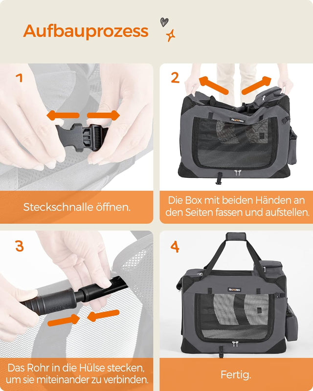 Hundebox faltbar Metallrahmen grau 7-11 kg