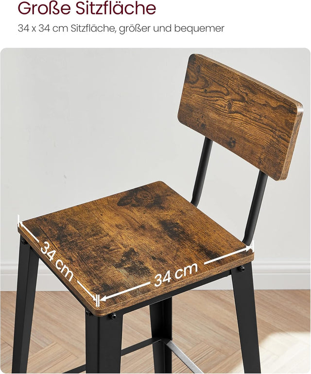 Barhocker Set mit Rückenlehne vintagebraun