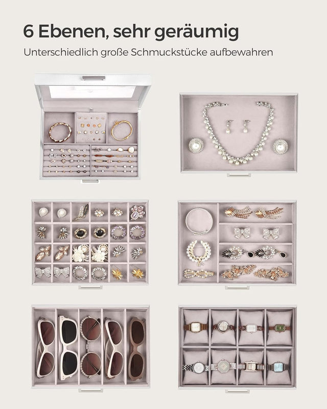 Schmuckkästchen mit Spiegel und Schubladen wolkenweiss