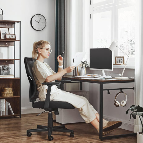 Bürostuhl ergonomisch verstellbar gepolstert Schwarz