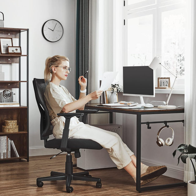 Bürostuhl ergonomisch verstellbar gepolstert Schwarz