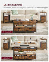 Couchtisch Höhenverstellbar Schubladen Vintagebraun Tintenschwarz von Songmics