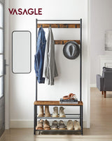 Garderobenständer mit Schuhablagen Vintagebraun-Schwarz