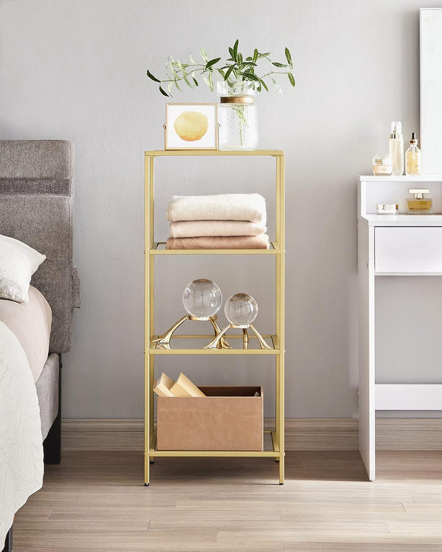 Regal mit 4 Ablagen Goldfarben