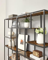 Bücherregal Holz Standregal 6 Ablagen Vintagebraun von Songmics