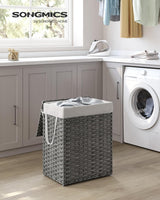 Wäschekorb Rattan Faltbar 90L Taubengrau von Songmics