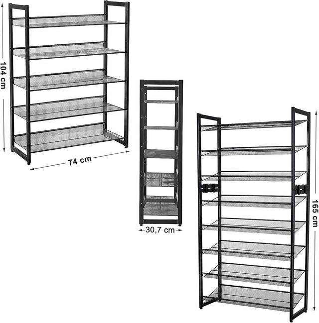 Schuhregal Metallgewebe 5 Ebenen Schwarz von Songmics