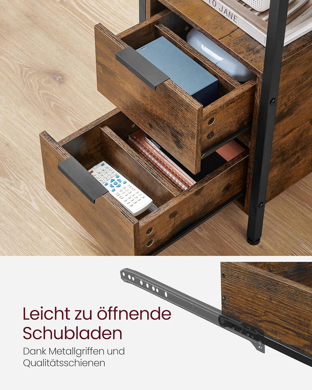 Beistelltisch mit Steckdosenleiste Vintagebraun-Schwarz