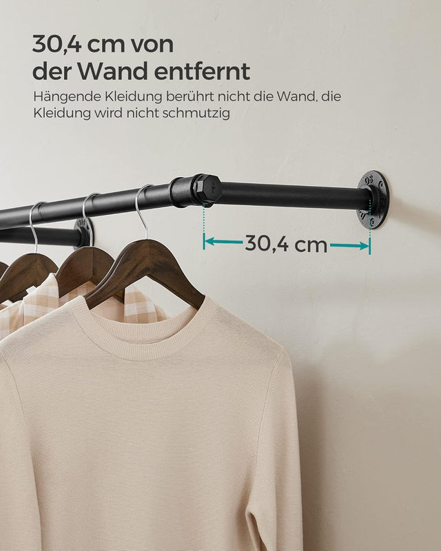 Kleiderstange Wandmontage Industrie-Design Schwarz