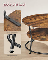 Couchtisch Rund Industrie-Design Metall Vintagebraun von Songmics