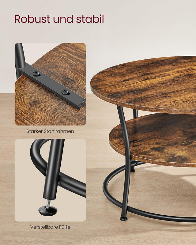 Couchtisch Rund Industrie-Design Metall Vintagebraun von Songmics