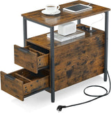 Beistelltisch mit Steckdosenleiste Vintagebraun-Schwarz