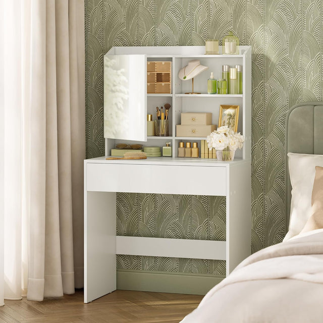 Schminktisch mit Spiegel und Schublade Weiss