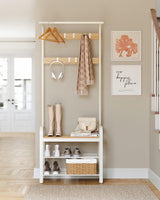 Garderobenständer mit Schuhbank Eichenfarben Weiss