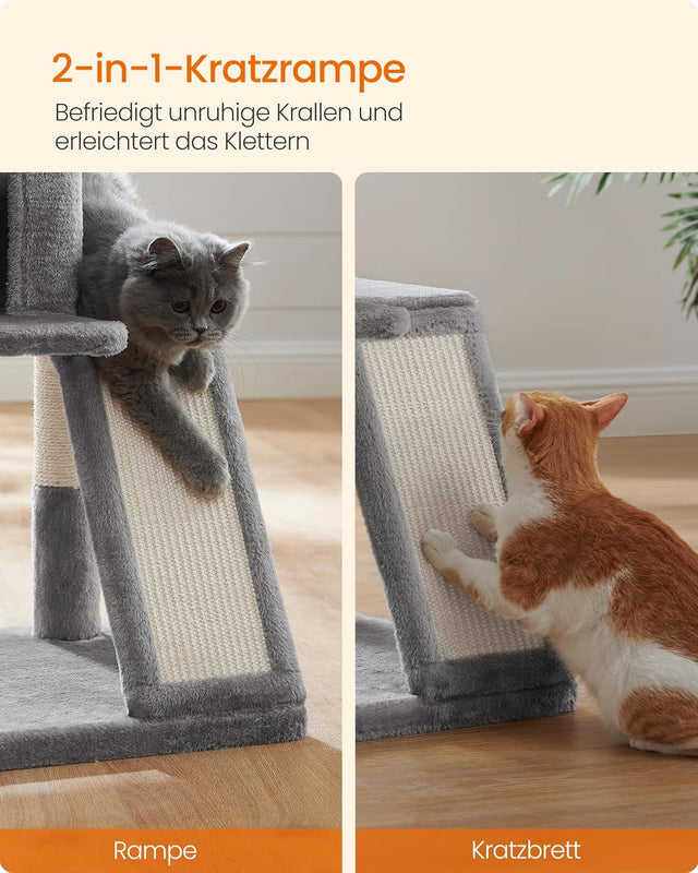 Kratzbaum Katzenbaum mit grosser Plattform hellgrau