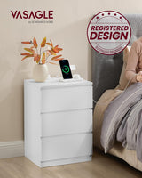 Nachttisch Set mit Steckdosen Modern Weiss