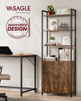 Bücherregal Standregal Metallrahmen Verstellbar Vintagebraun von Songmics