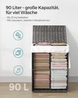 Wäschekorb Rattan Faltbar 90L Taubengrau von Songmics