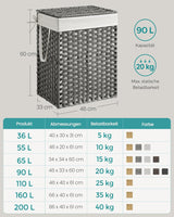 Wäschekorb Rattan Faltbar 90L Taubengrau von Songmics