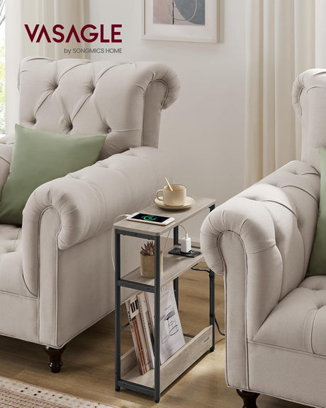 Beistelltisch mit Ladefunktion Greige-Schwarz