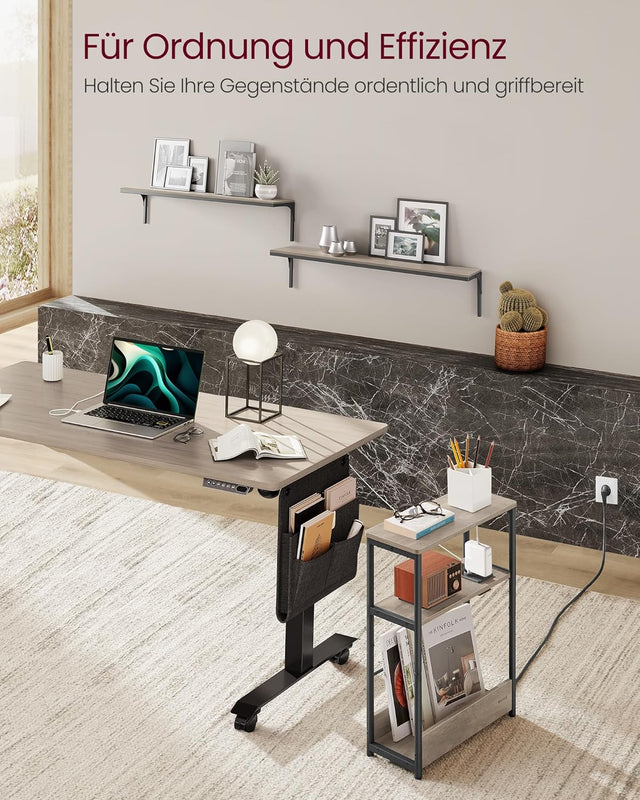 Beistelltisch mit Ladefunktion Greige-Schwarz