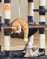 Kratzbaum Mehrstöckig mit Hängematte Rauchgrau