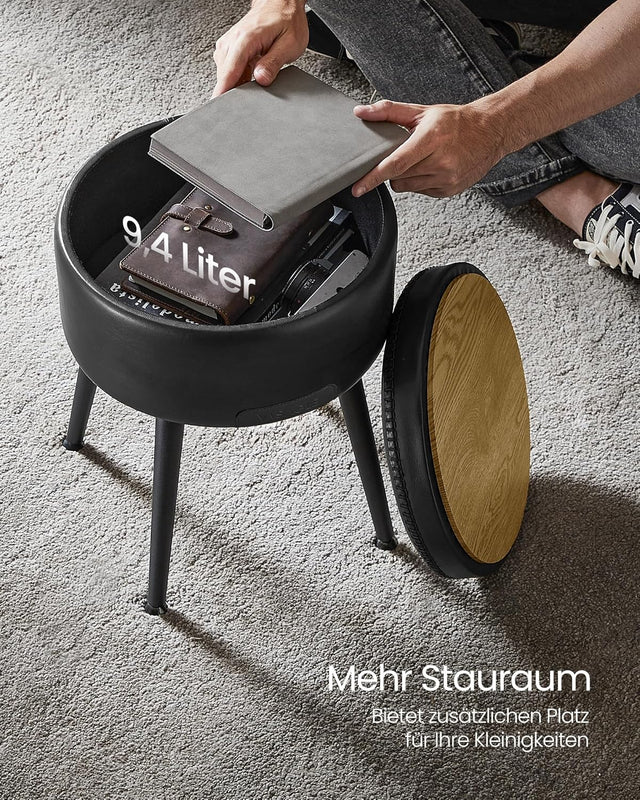 Sitzhocker mit Stauraum, tintenschwarz von Songmics