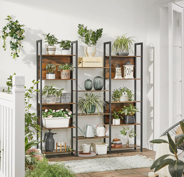 Bücherregal Standregal Metallrahmen Industrie-Design Vintagebraun von Songmics